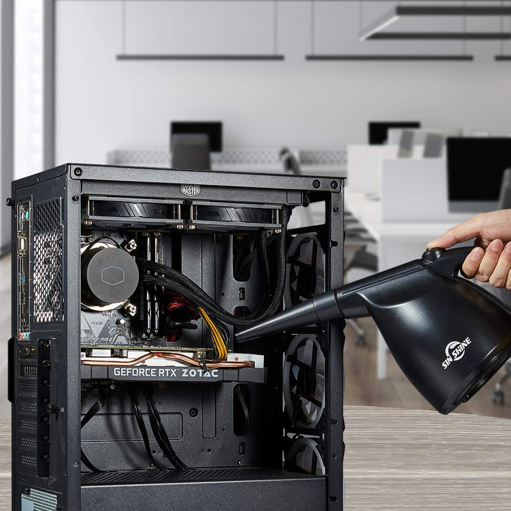 High-Performance Electric Air Duster - 110,000 RPM for Effective Cleaning of Dust, Hair, Crumbs, and Debris in Laptops and Computers, Replacing Compressed Air Cans (Jet Black)