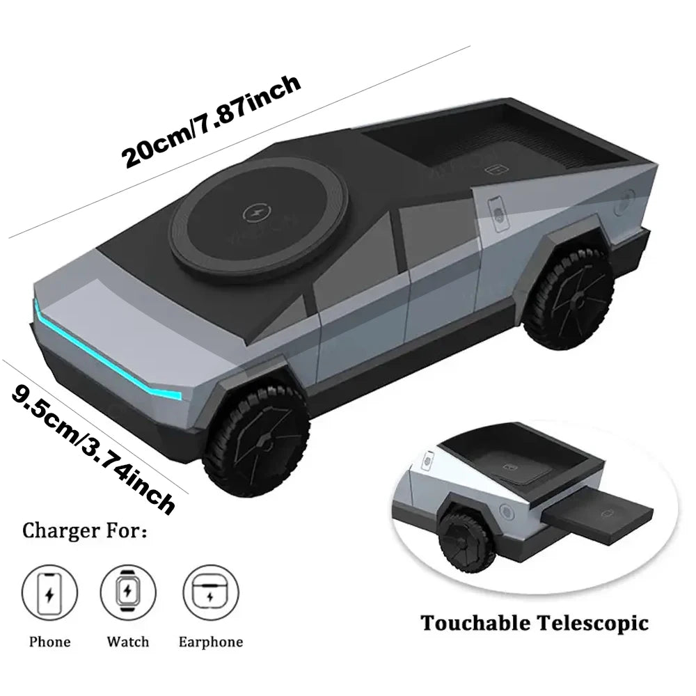 Magnetic Wireless Car Charger Dashboard Stand for iPhone 17/16/15/14 Pro Max, Samsung Watch, and AirPods Pro - Fast Charging Station
