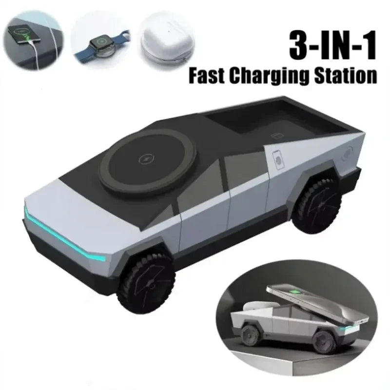 Magnetic Wireless Car Charger Dashboard Stand for iPhone 17/16/15/14 Pro Max, Samsung Watch, and AirPods Pro - Fast Charging Station
