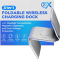 3-in-1 Foldable Magnetic Wireless Fast Charger - Travel Charging Pad for iPhone 12-16 Series, Samsung Galaxy, Huawei, Apple Watch, AirPods, and Other Qi-Compatible Devices