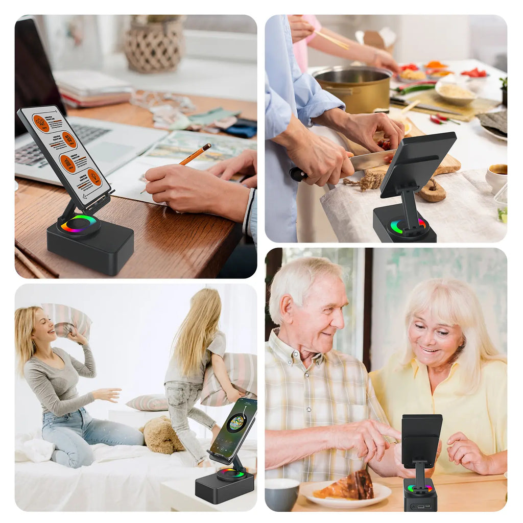 5-in-1 Multifunctional Bluetooth Speaker and Phone Holder with Colorful LED Lighting, Foldable Portable Charger for iOS and Android Smartphones, Ideal Gift Option
