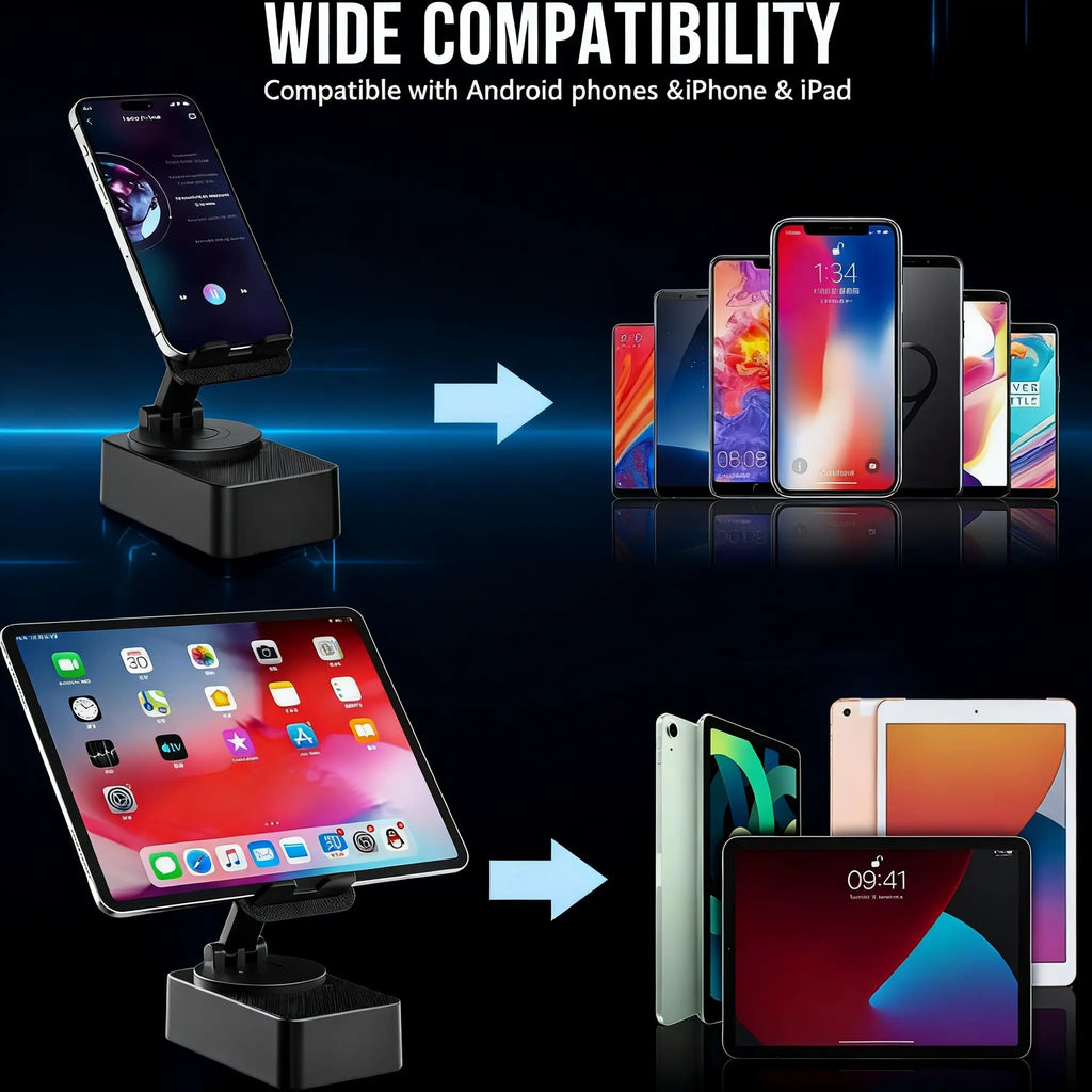 5-in-1 Multifunctional Bluetooth Speaker and Phone Holder with Colorful LED Lighting, Foldable Portable Charger for iOS and Android Smartphones, Ideal Gift Option