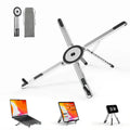 Viozon Adjustable Portable Laptop Stand with Magnetic Phone Holder - Foldable Aluminum Riser for 10-16” Laptops and 4-13” Phones/Tablets (Silver)