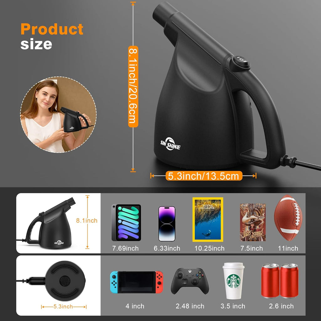 High-Performance Electric Air Duster - 110,000 RPM for Effective Cleaning of Dust, Hair, Crumbs, and Debris in Laptops and Computers, Replacing Compressed Air Cans (Jet Black)